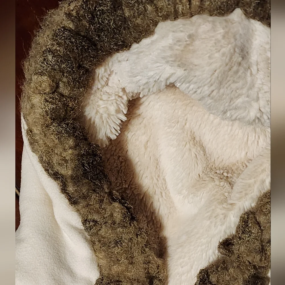 GAP Kids Off-White Hoodie Jacket with Faux Fur Lining